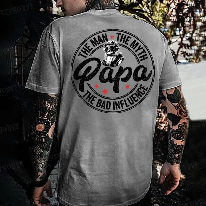 Papa The Man The Myth The Bad Influence Monkey T-shirt