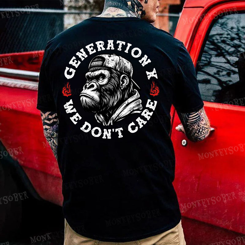 Generation X We Don't Care Monkey T-shirt