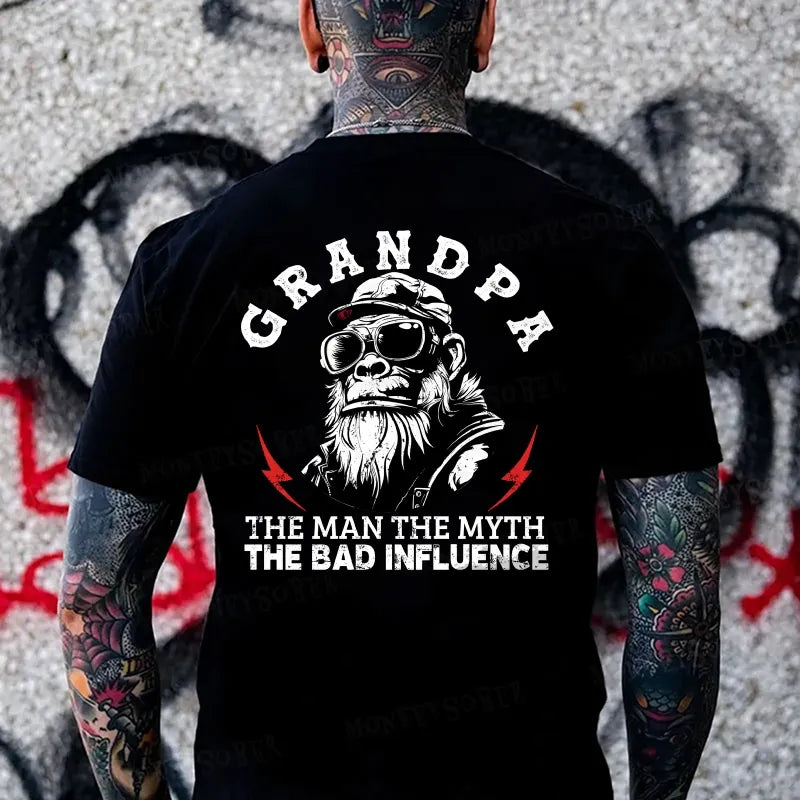 Grandpa The Man The Myth The Bad Influence Monkey T-shirt