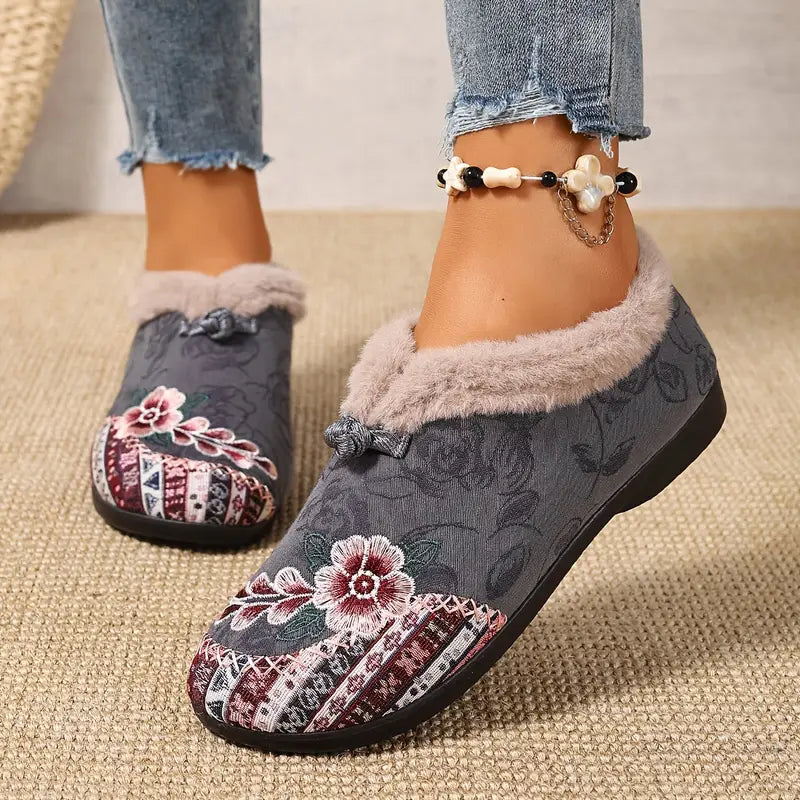 Women's Warm Floral Winter Ankle Boots – Cozy, Lightweight & Non-Slip