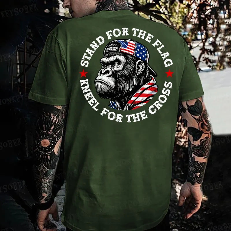 Stand For The Flag Kneel For The Cross Monkey T-shirt