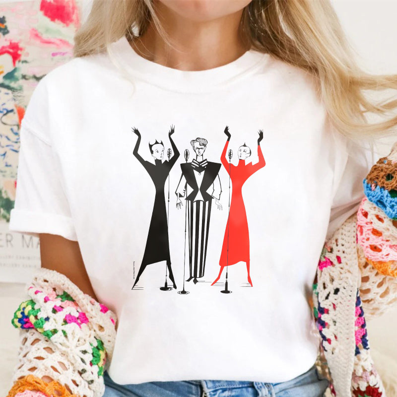 Retro Three Vocal Singers Graphic T-Shirt Vintage Choir Microphone Art Music Lover Short Sleeve Tee