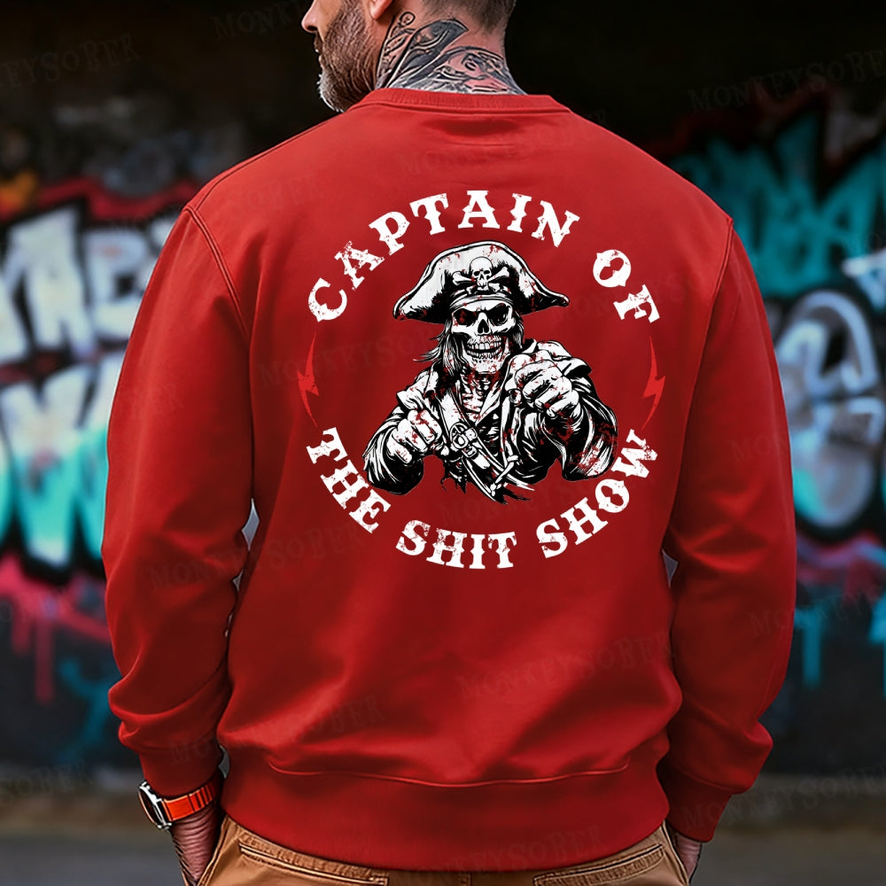 Captain Of The Shit Show Skull Print Men's  Sweatshirt