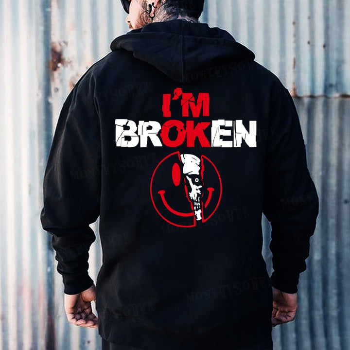 I'm Broken Skull Smile Hoodies