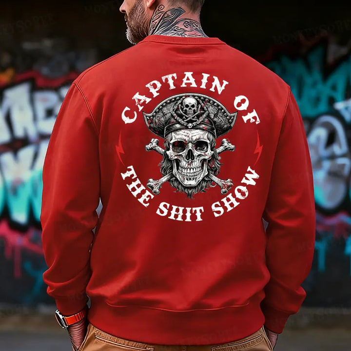 Captain Of The Shit Show Skull Print Men's Sweatshirt