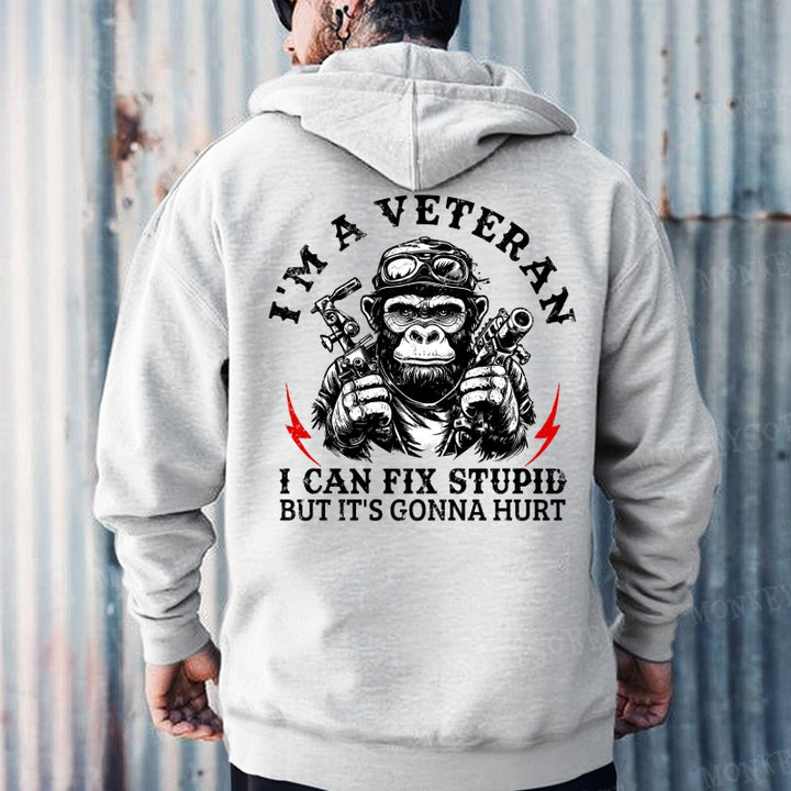 I'm A Veteran I Can Fix Stupid But It's Gonna Hurt Monkey Hoodies