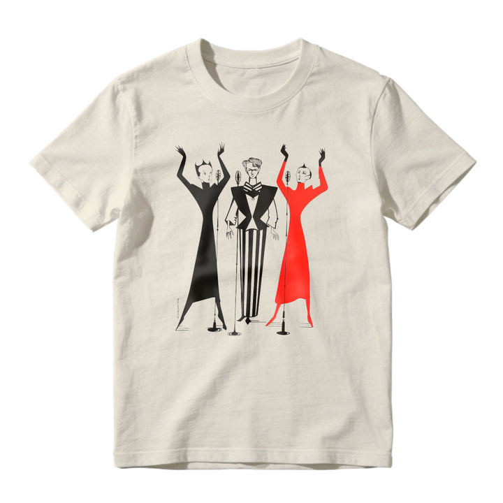Retro Three Vocal Singers Graphic T-Shirt Vintage Choir Microphone Art Music Lover Short Sleeve Tee