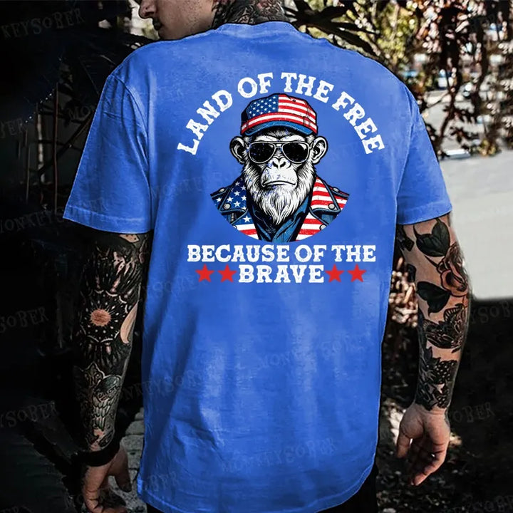 Land Of The Free Because Of The Brave Monkey T-shirt