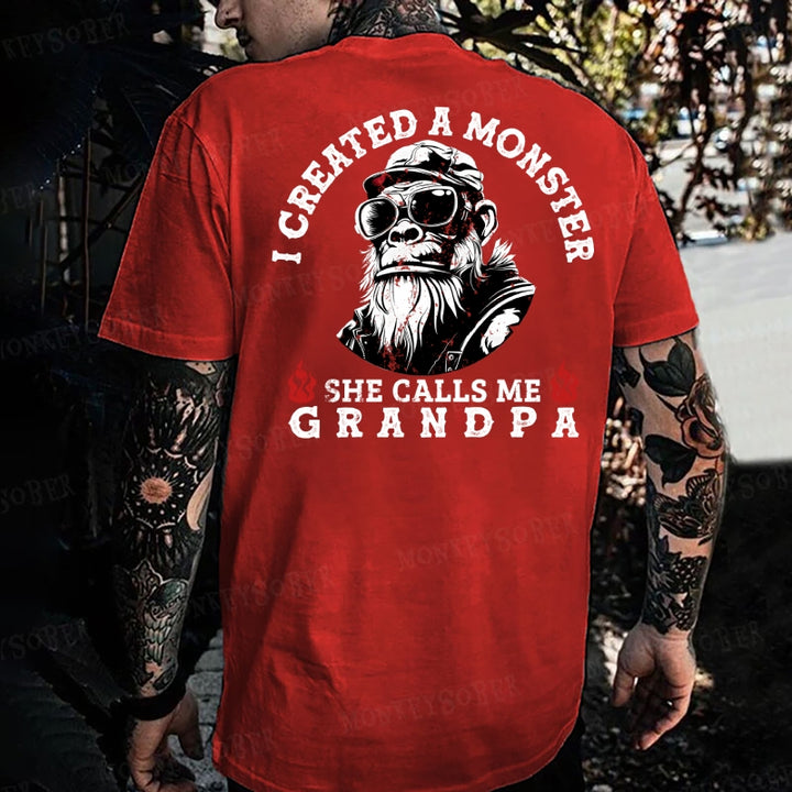 I Created A Monster She Calls Me Grandpa Monkey T-shirt