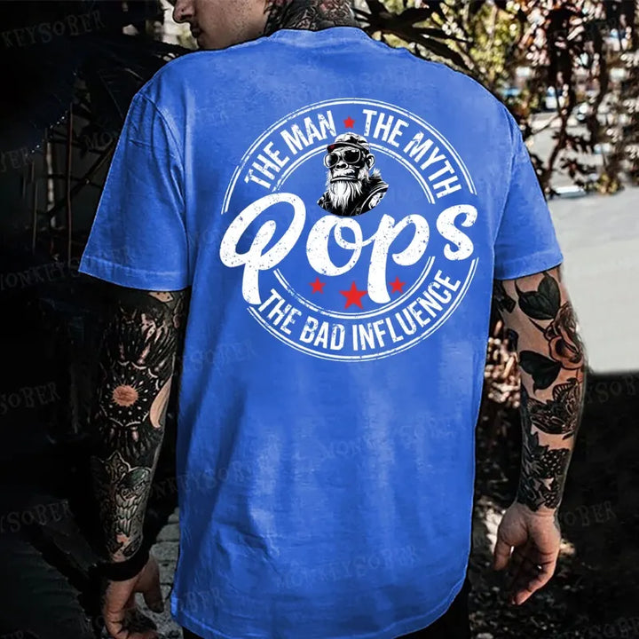 Pops The Man The Myth The Bad Influence Monkey T-shirt