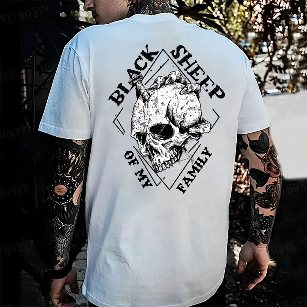 Black Sheep Of My Family Skull Print Monkey T-shirt