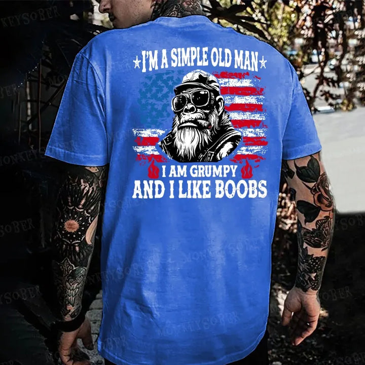 I'm A Simple Old Man I Am Grumpy And I Like Boobs Monkey T-shirt