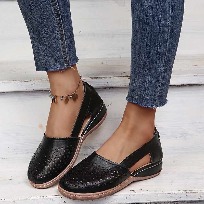 Women's Breathable Cutout Comfort Shoes – Lightweight Slingback Walking Flats