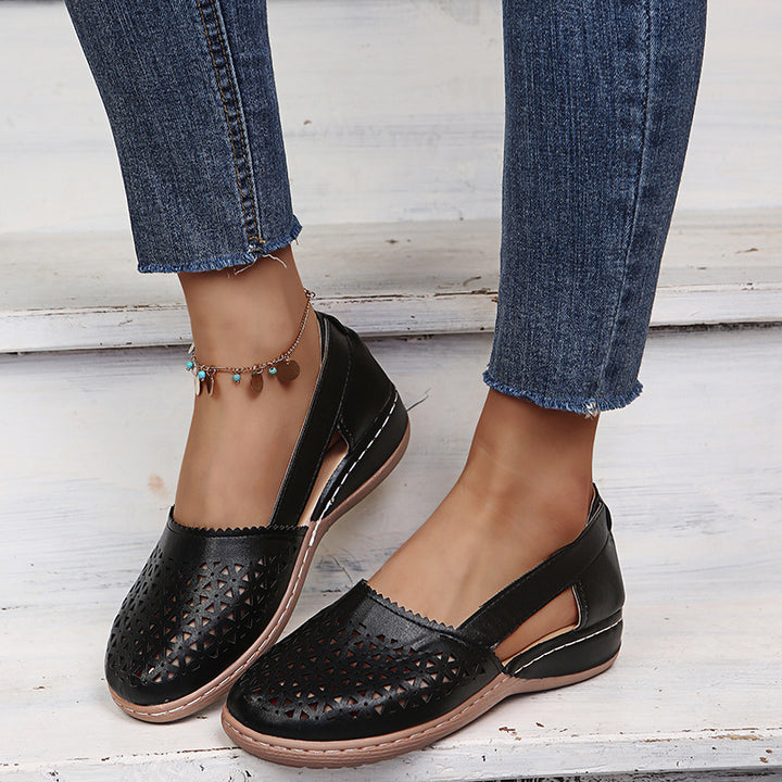 Women's Breathable Cutout Comfort Shoes – Lightweight Slingback Walking Flats