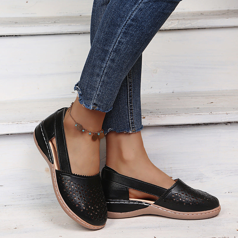 Women's Breathable Cutout Comfort Shoes – Lightweight Slingback Walking Flats