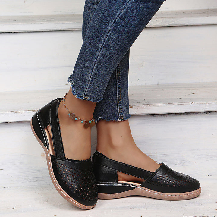 Women's Breathable Cutout Comfort Shoes – Lightweight Slingback Walking Flats