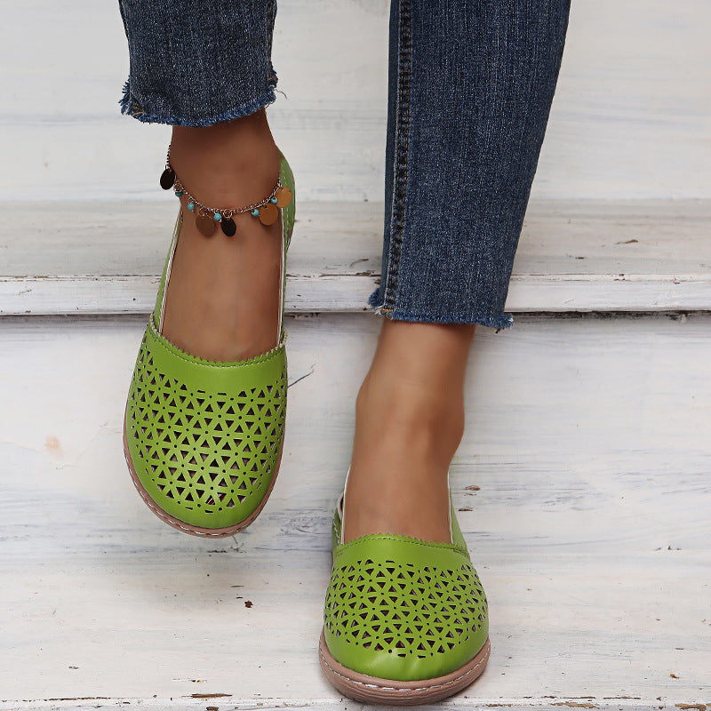 Women's Breathable Cutout Comfort Shoes – Lightweight Slingback Walking Flats