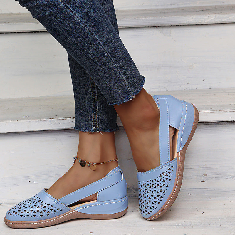 Women's Breathable Cutout Comfort Shoes – Lightweight Slingback Walking Flats