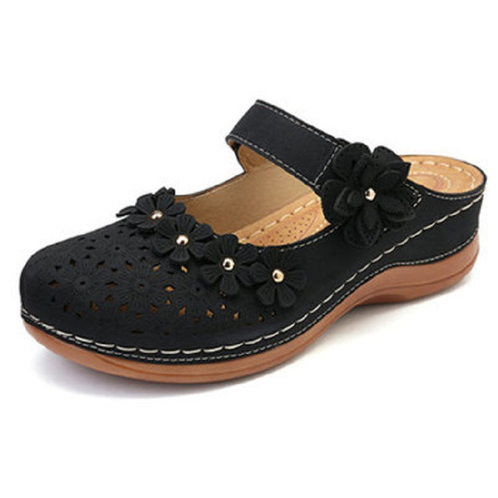 Women's Leather Retro Flower Sandals
