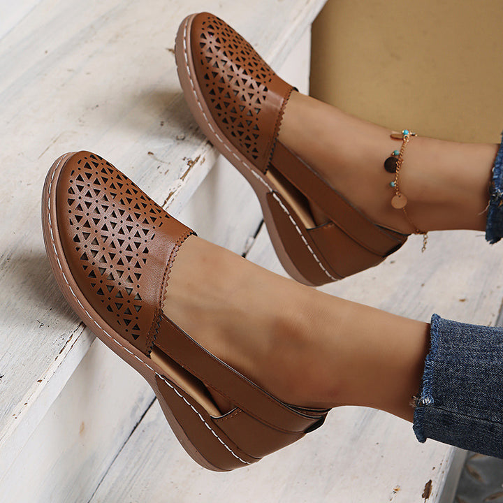 Women's Breathable Cutout Comfort Shoes – Lightweight Slingback Walking Flats