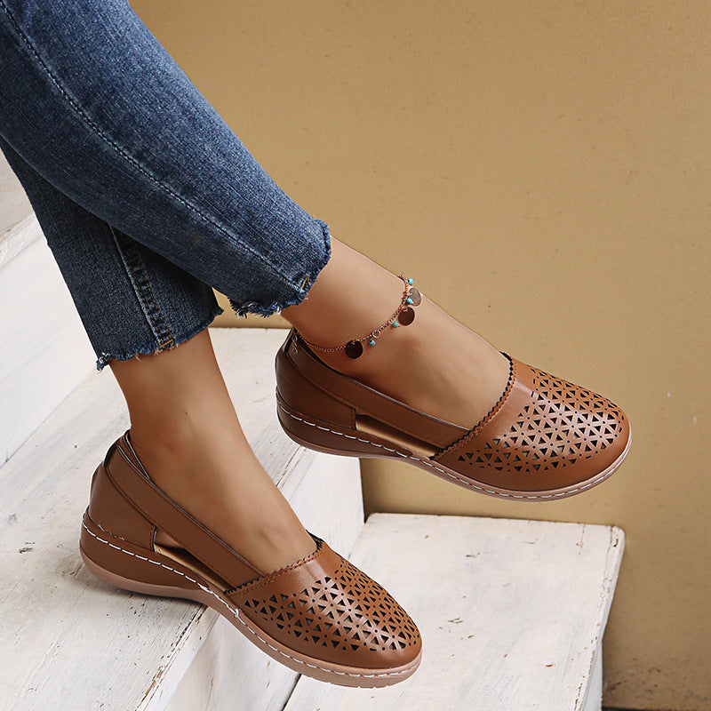 Women's Breathable Cutout Comfort Shoes – Lightweight Slingback Walking Flats