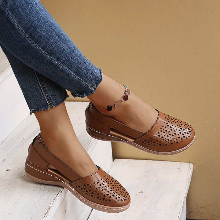 Women's Breathable Cutout Comfort Shoes – Lightweight Slingback Walking Flats
