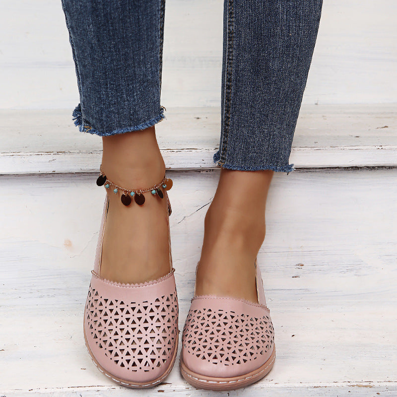 Women's Breathable Cutout Comfort Shoes – Lightweight Slingback Walking Flats