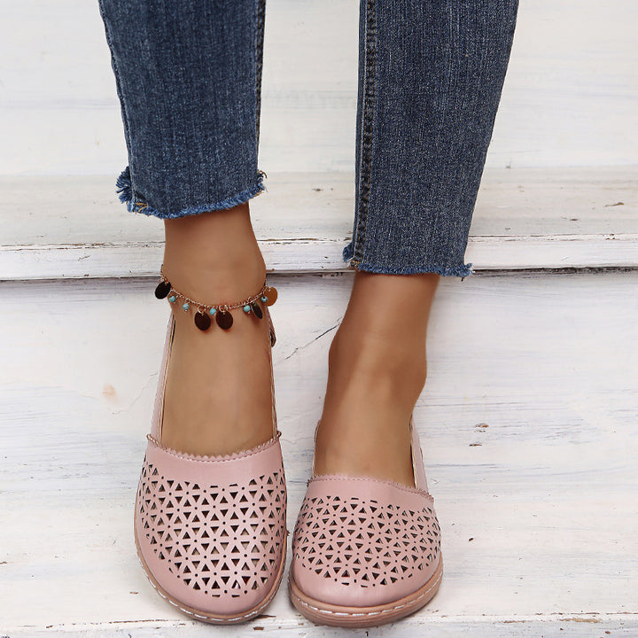 Women's Breathable Cutout Comfort Shoes – Lightweight Slingback Walking Flats