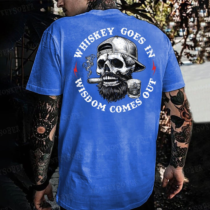 Whiskey Goes In Wisdom Comes Out Monkey T-shirt