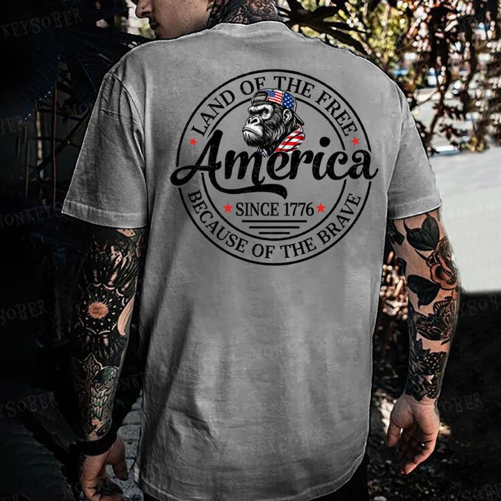 Land Of The Free Because Of The Brave Monkey T-shirt