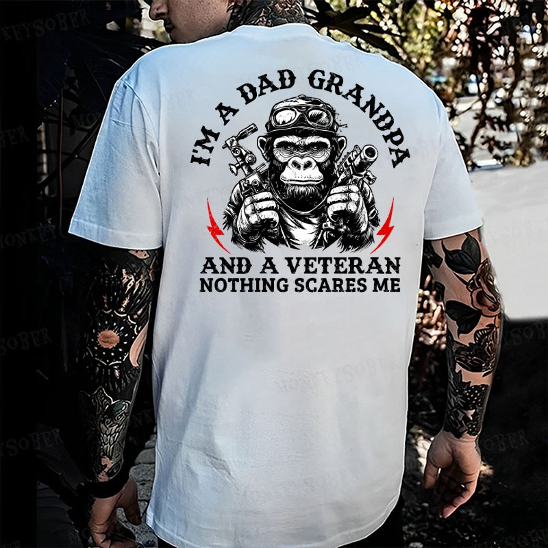 I'm a Dad Grandpa and a Veteran Nothing Scares me Monkey T-shirt