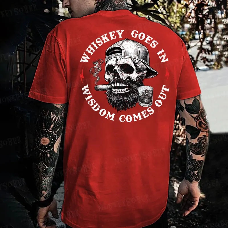 Whiskey Goes In Wisdom Comes Out Monkey T-shirt