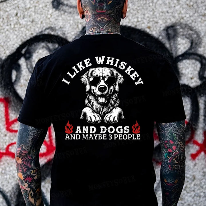 I Like Whiskey And Dogs And Maybe 3 People Monkey T-shirt