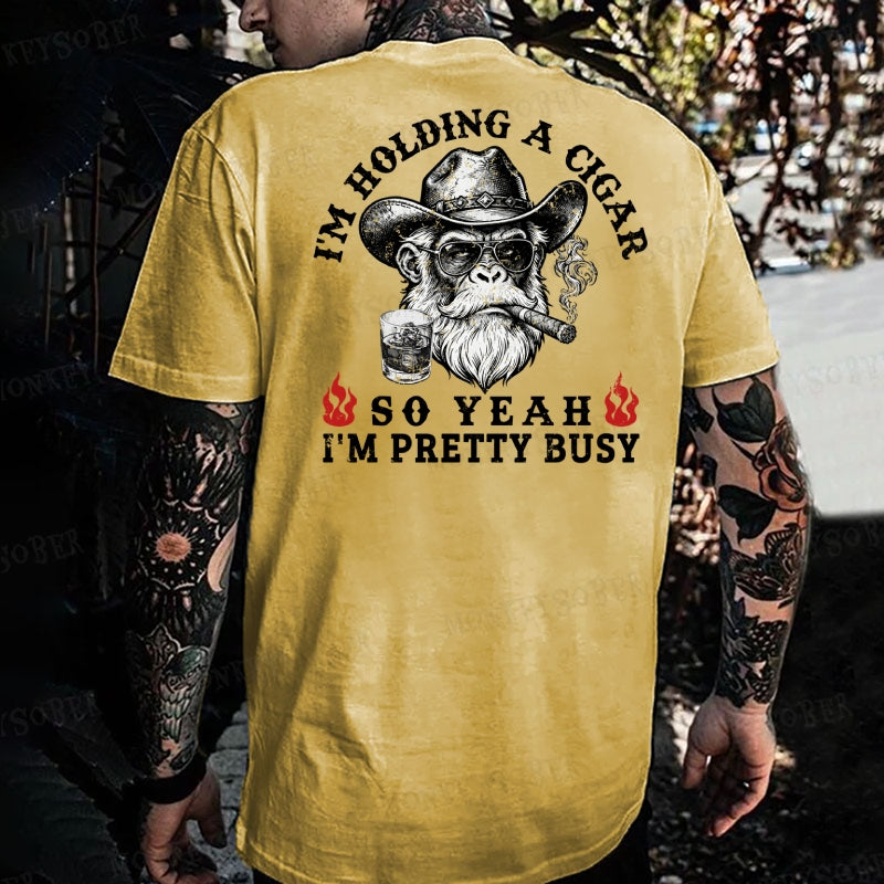 I'm Holding A Beer So Yeah, I'm Pretty Busy  Monkey T-shirt