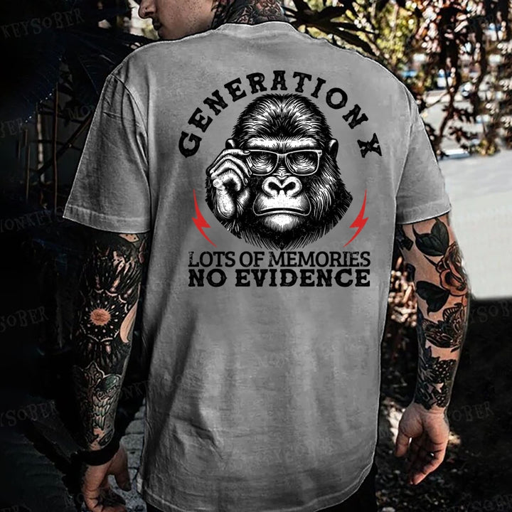 Generation X Lots Of Memories No Evidence Monkey T-shirt