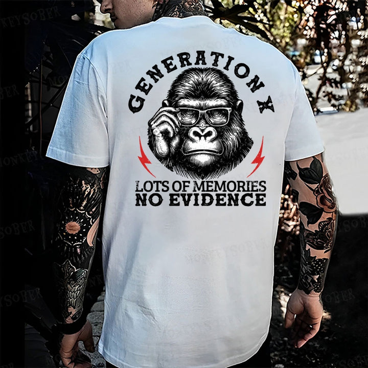 Generation X Lots Of Memories No Evidence Monkey T-shirt