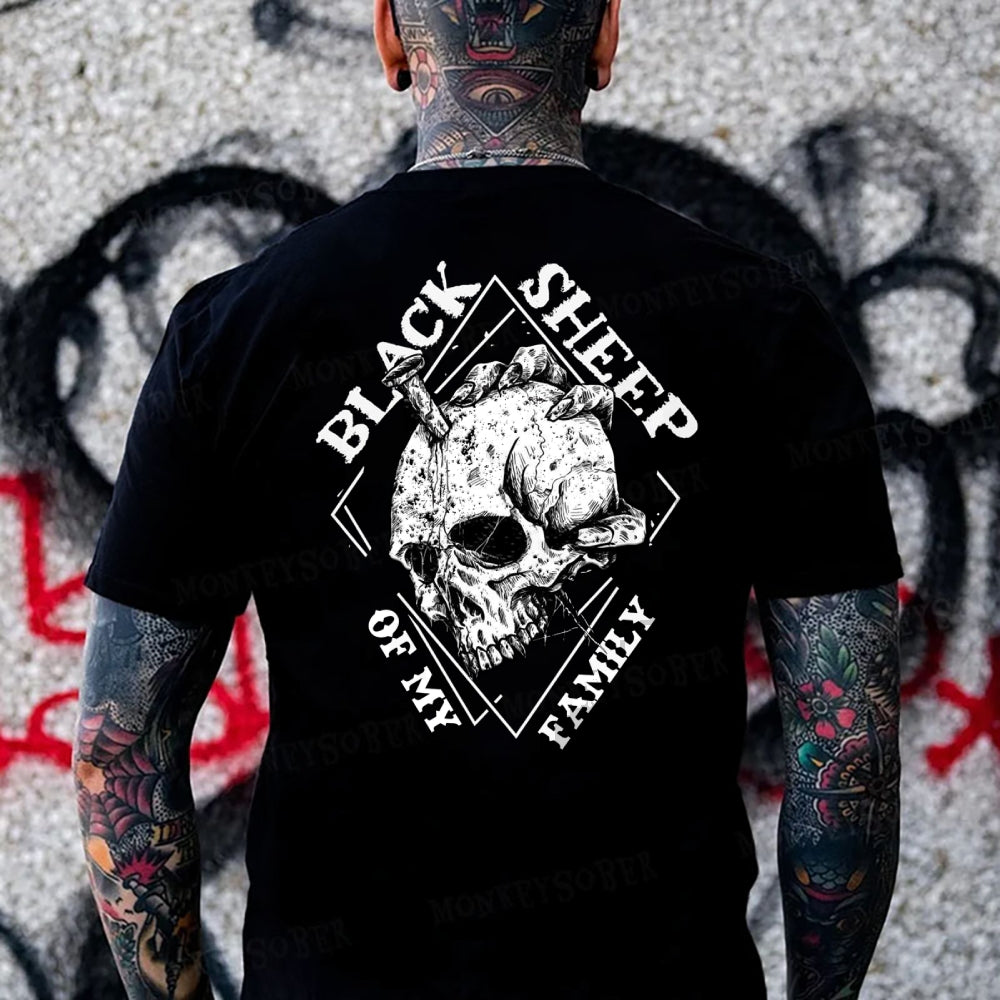 Black Sheep Of My Family Skull Print Monkey T-shirt