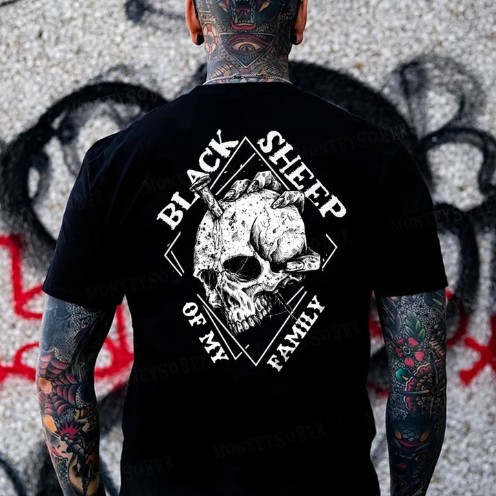Black Sheep Of My Family Skull Print Monkey T-shirt