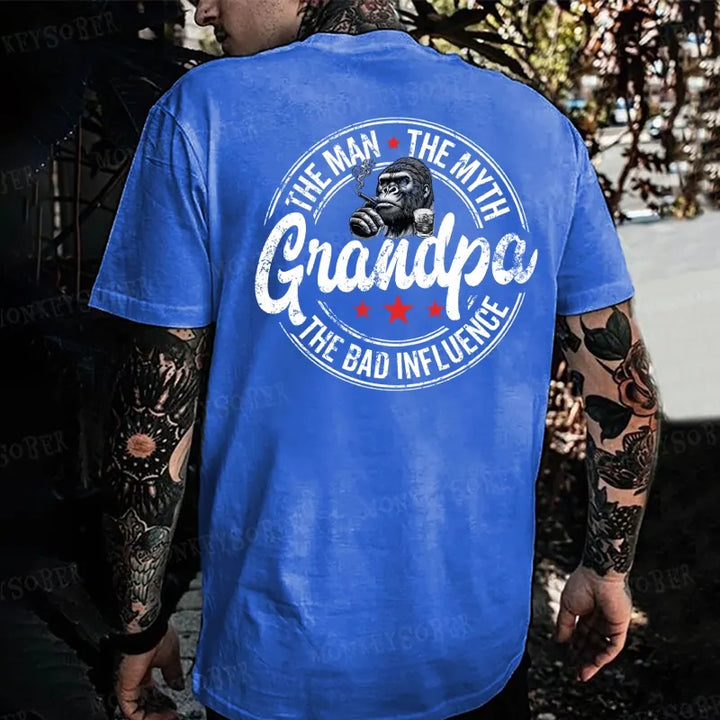 Grandpa The Man The Myth  The Bad Influence Monkey T-shirt