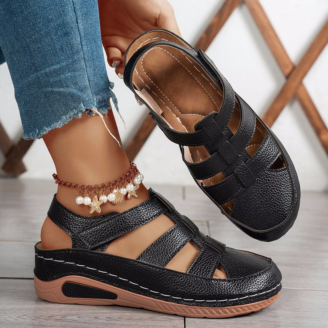 Women's Breathable Comfort Sandals – Soft Sole Hook & Loop Walking Shoes