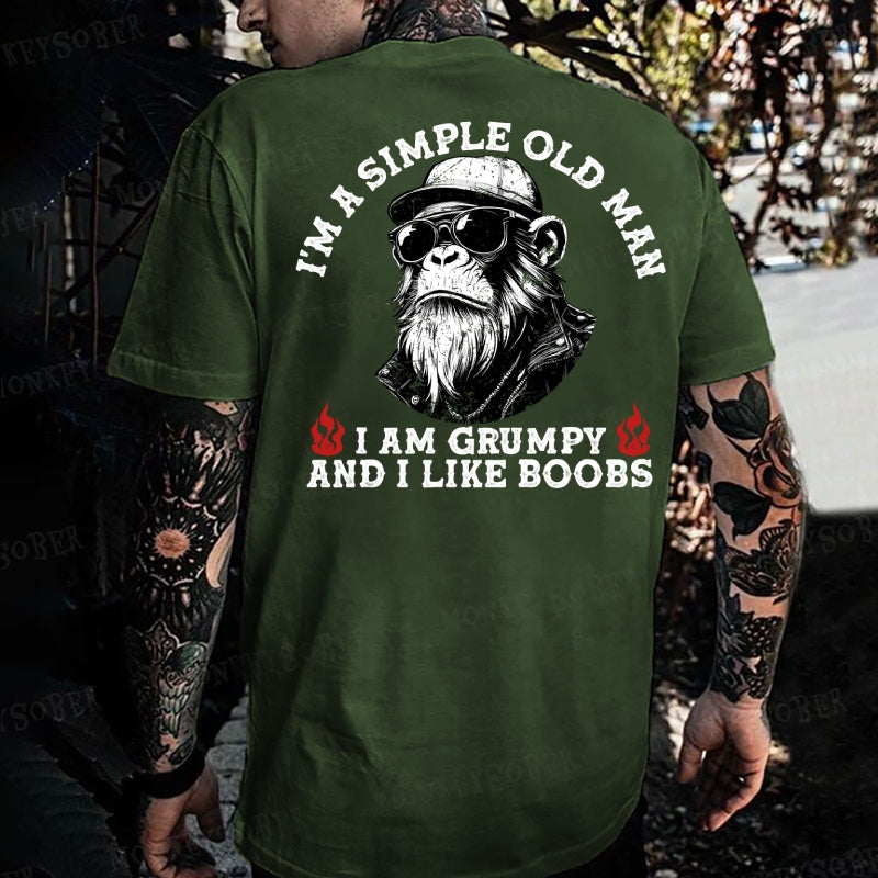 I'm A Simple Man I Am Grumpy And I Like Boobs Monkey T-shirt