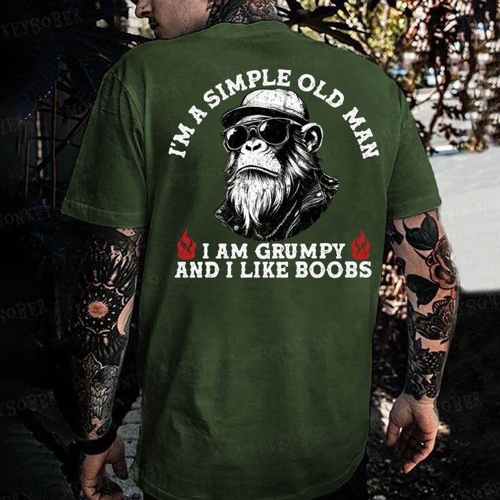I'm A Simple Man I Am Grumpy And I Like Boobs Monkey T-shirt