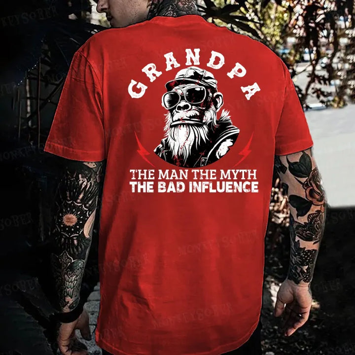 Grandpa The Man The Myth The Bad Influence Monkey T-shirt