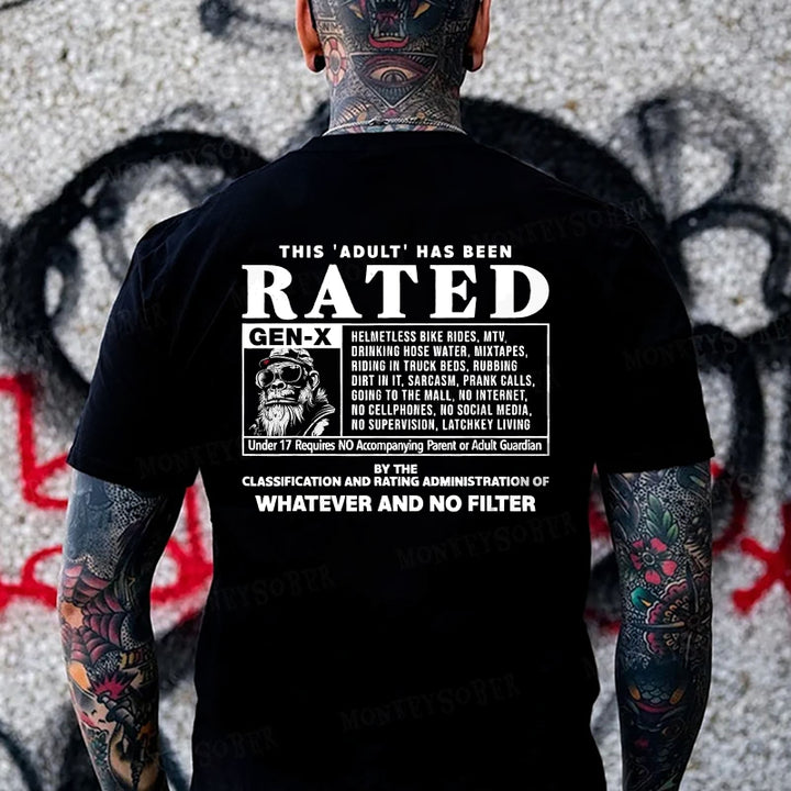 This Adult Has Been Rated Gen-X Monkey T-shirt