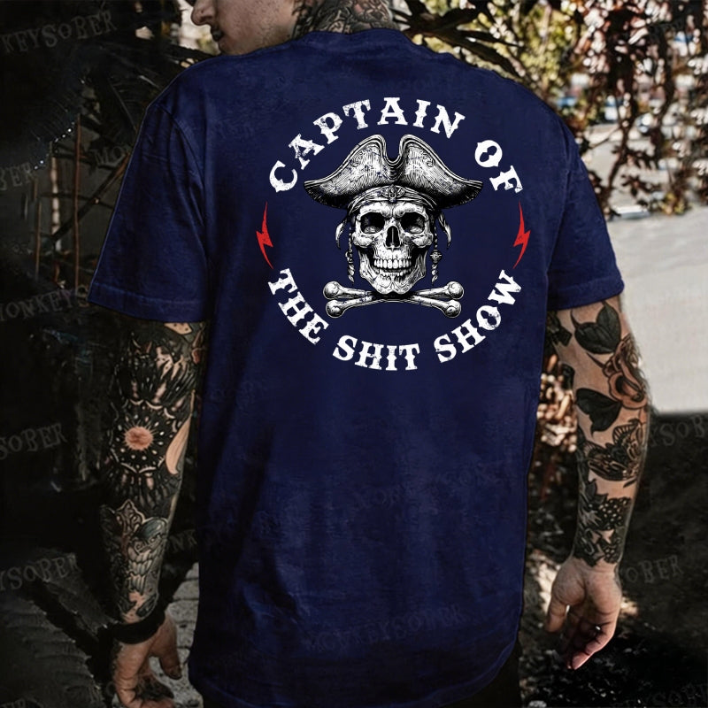 Captain Of The Shit Show Skull Print Men's T-shirt