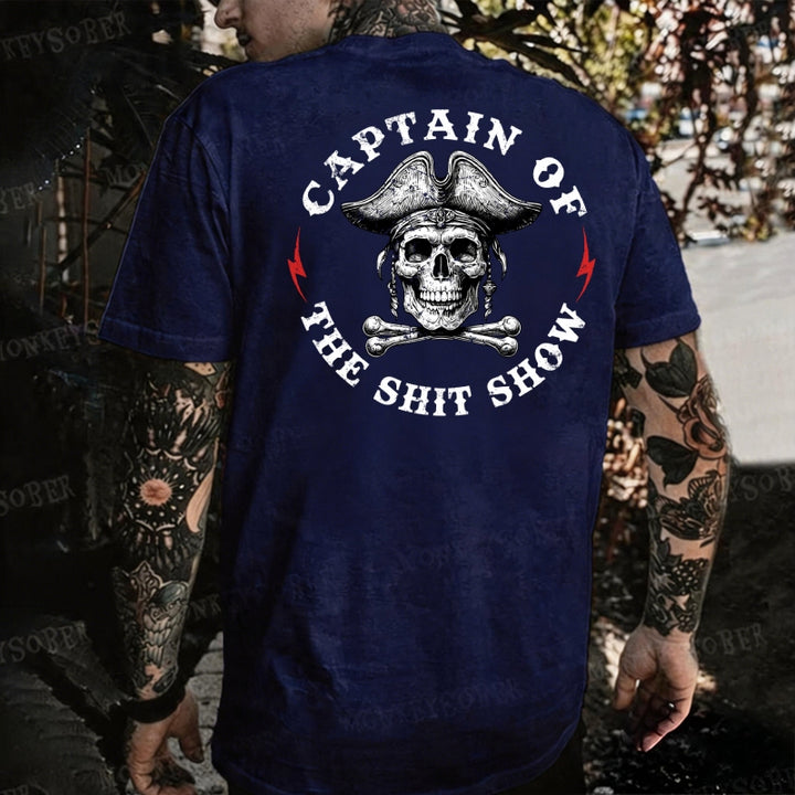 Captain Of The Shit Show Skull Print Men's T-shirt