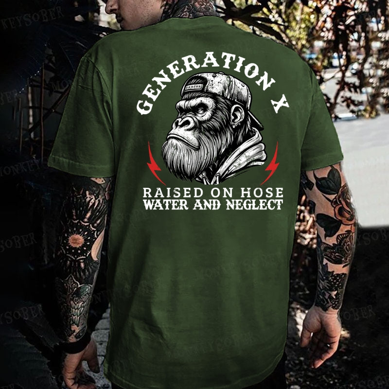 Generation X Raised On Hose Water And Neglect Monkey T-shirt