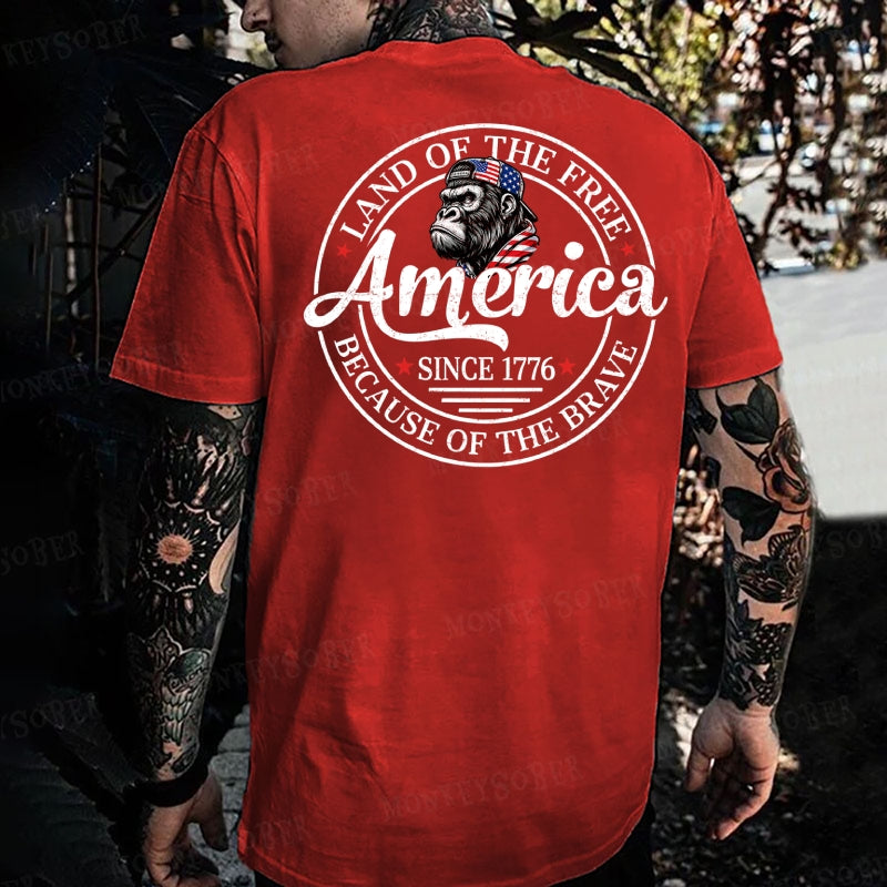 Land Of The Free Because Of The Brave Monkey T-shirt