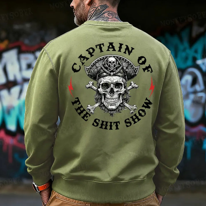 Captain Of The Shit Show Skull Print Men's Sweatshirt