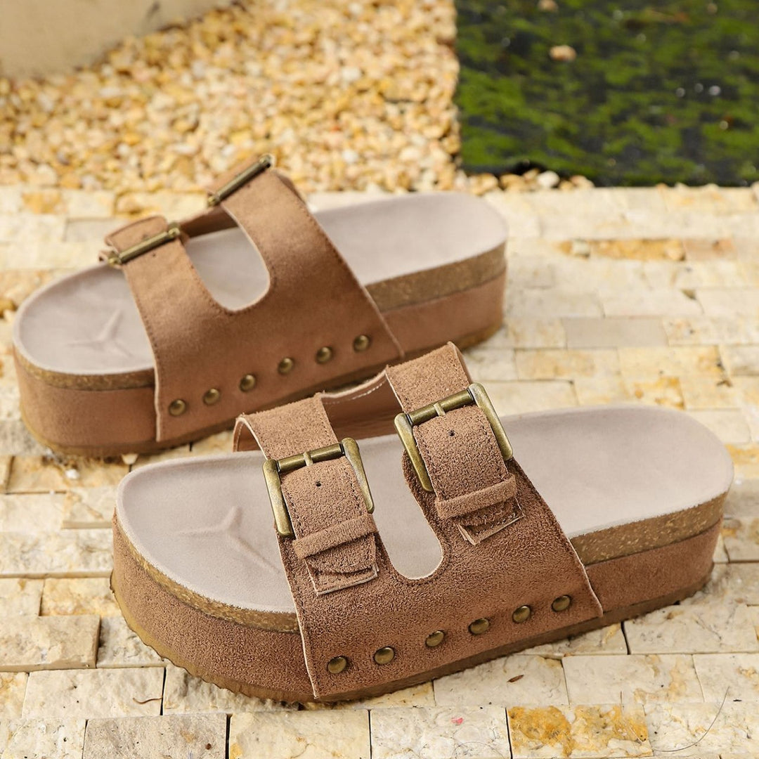 Women's Soft Suede Comfort Sandals –Comfortable Wedge Summer Slippers